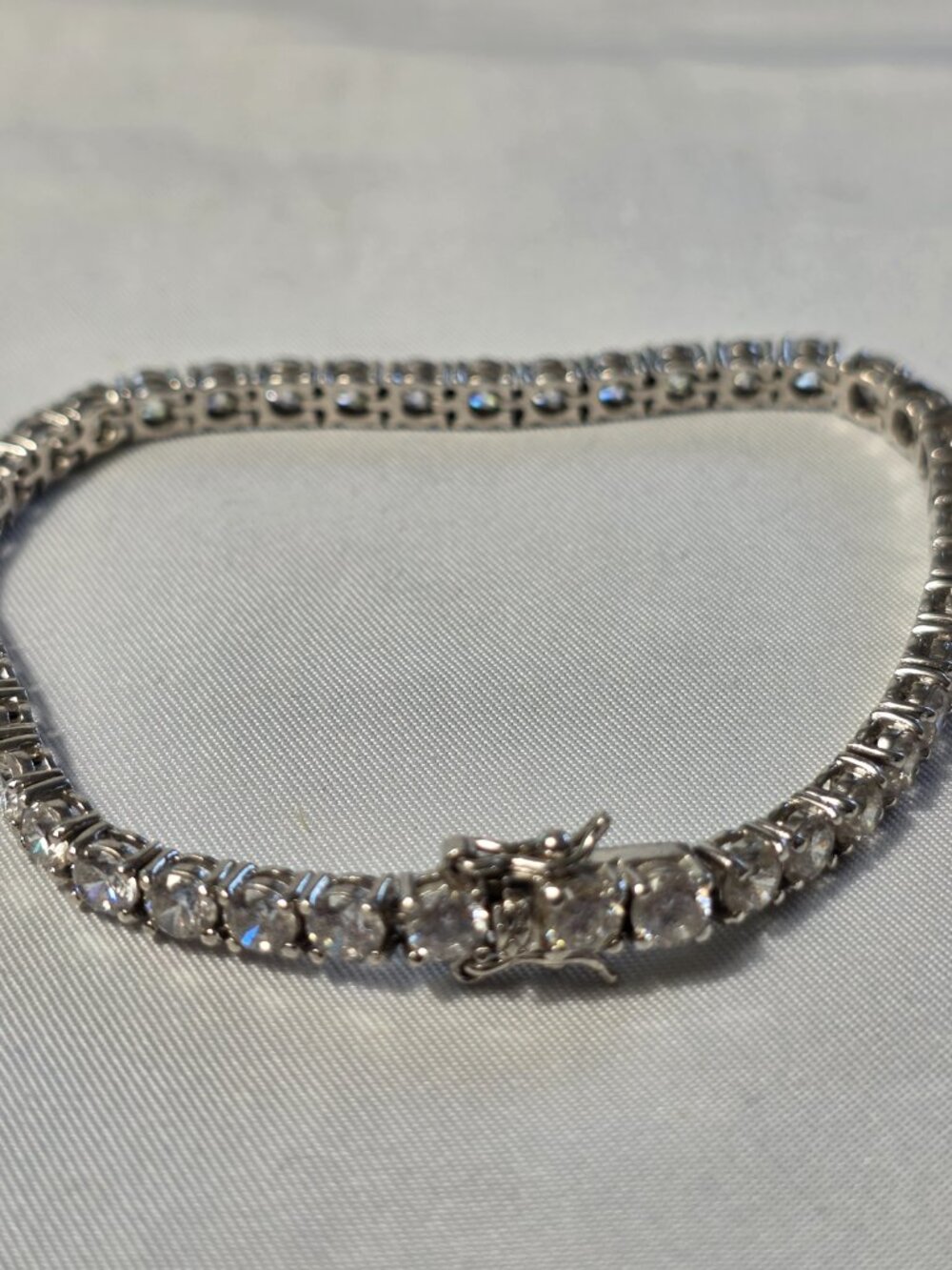 Vintage Signed SETA 925 Sterling Silver & CZ Rhinestone Tennis Bracelet 7.50